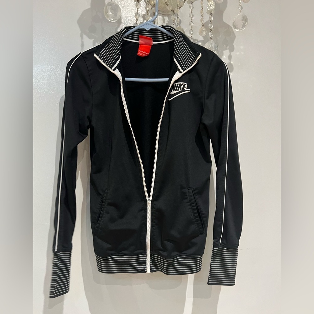 Nike Women's Black Jacket with White Accents